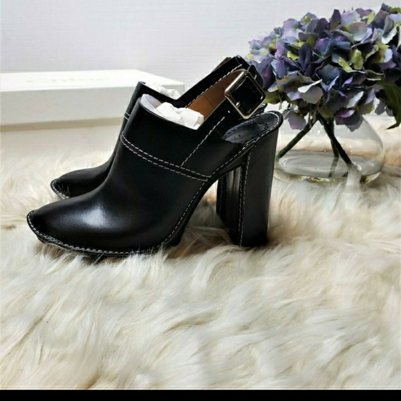 NIB CHLOE Black Leather Slingback Heeled Mules 8.5 - Picture 4 of 13
